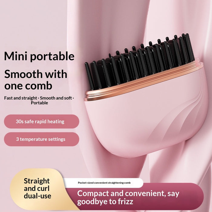 Cordless mini hair straightening comb, Pink