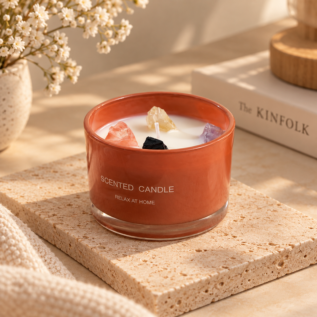 Soy Candle with Crystals