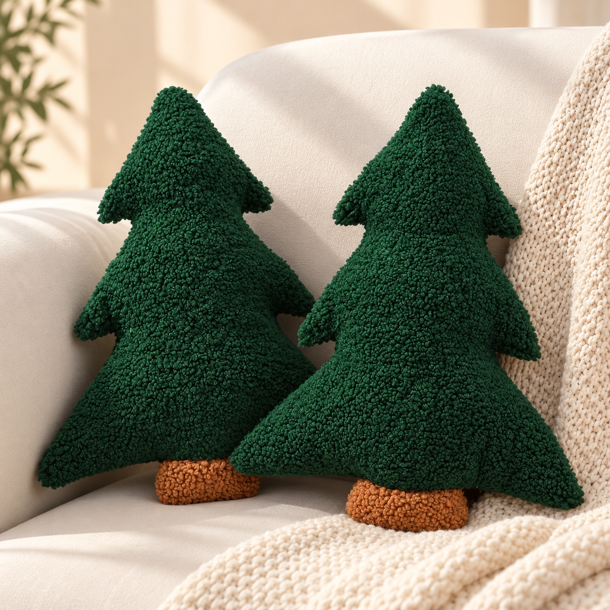 Christmas Tree Plush Throw Pillow Set