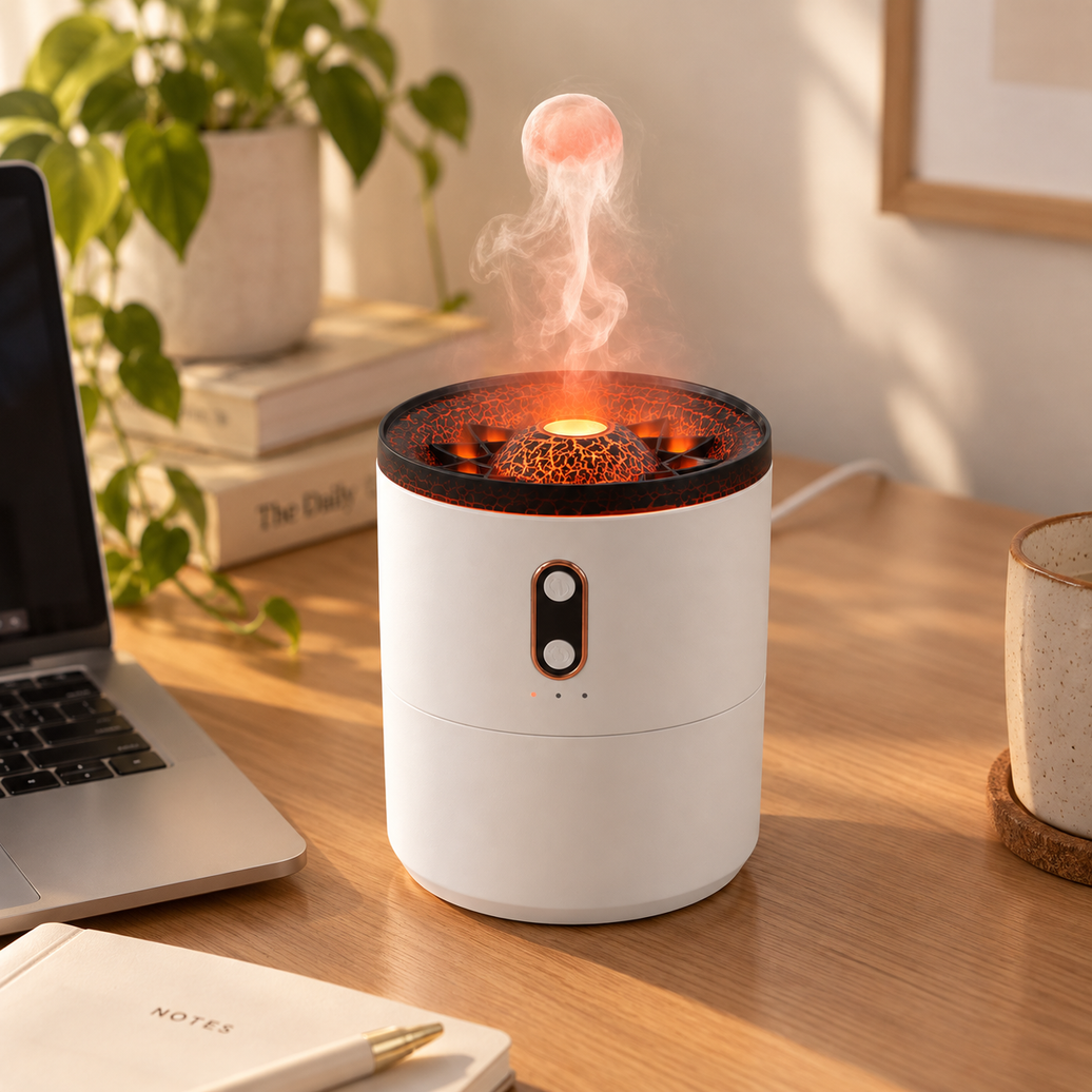 Volcano Flame Diffuser with Jellyfish Mist Effect