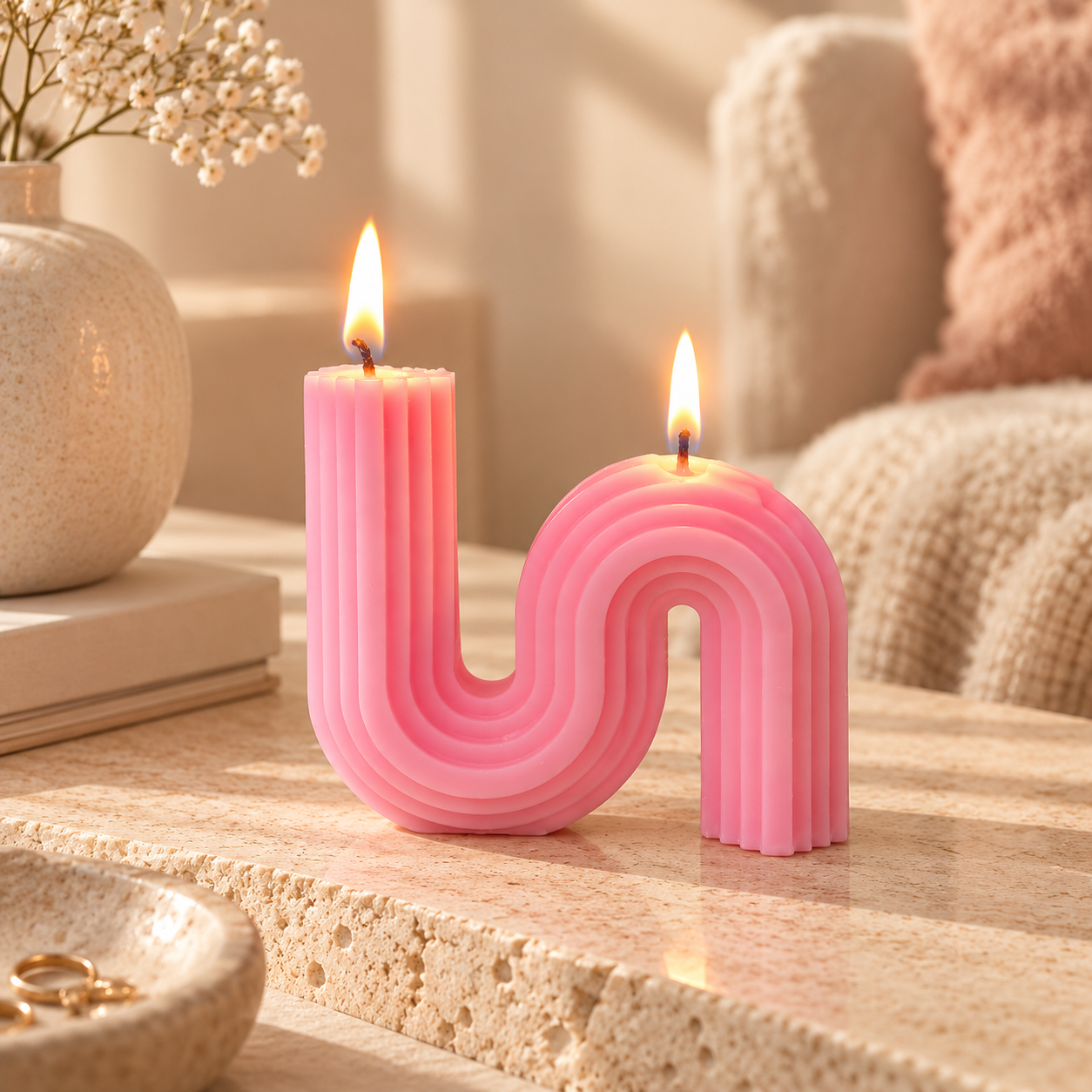 Sculptural S-Shape Soy Candle