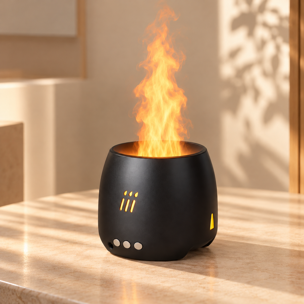 Remote-Control Flame Aroma Diffuser with LED Glow