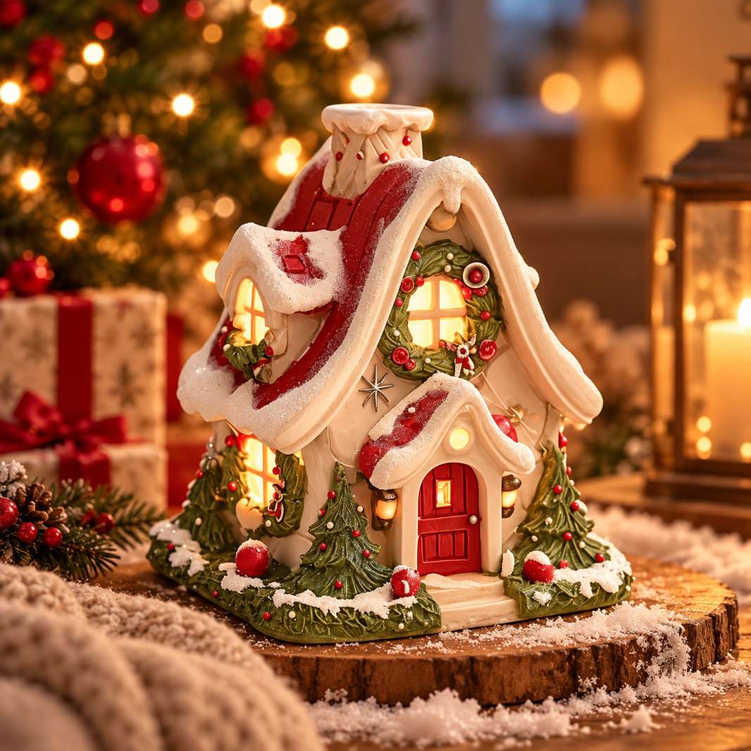Glowing Snow House Backflow Incense Burner