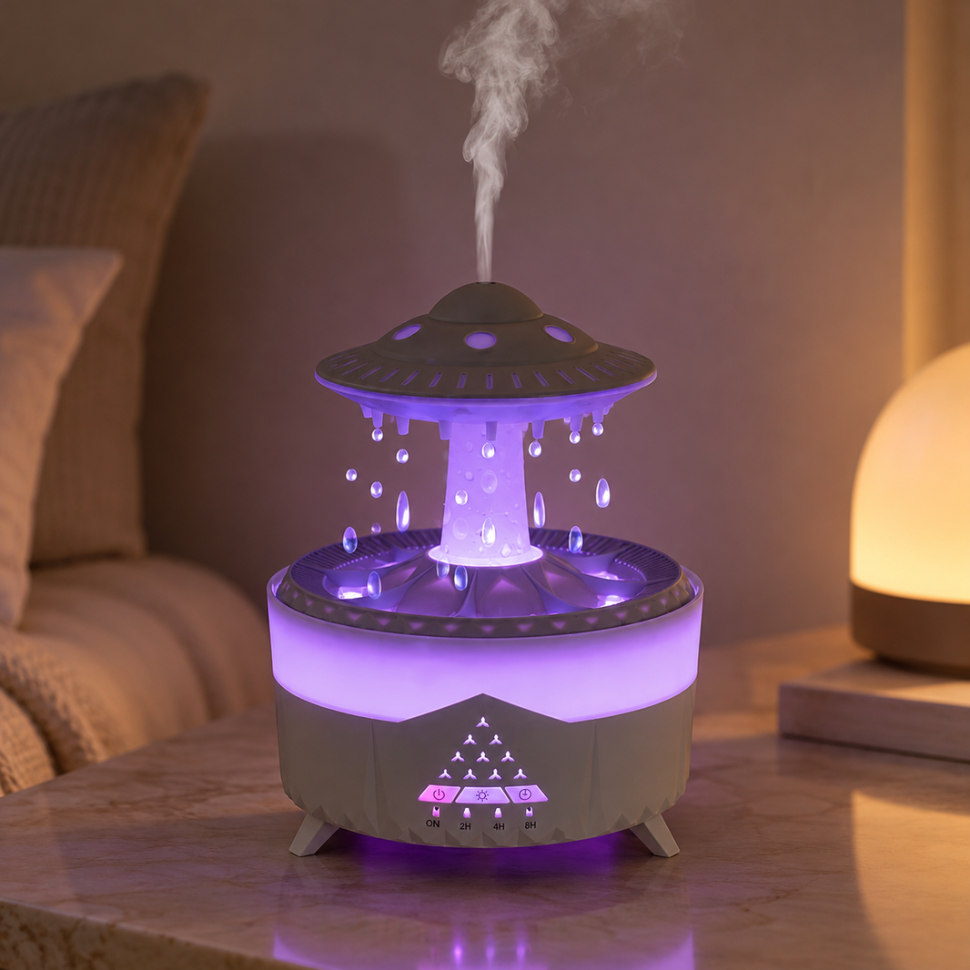 UFO Raindrop Humidifier with Rain Sound and Remote