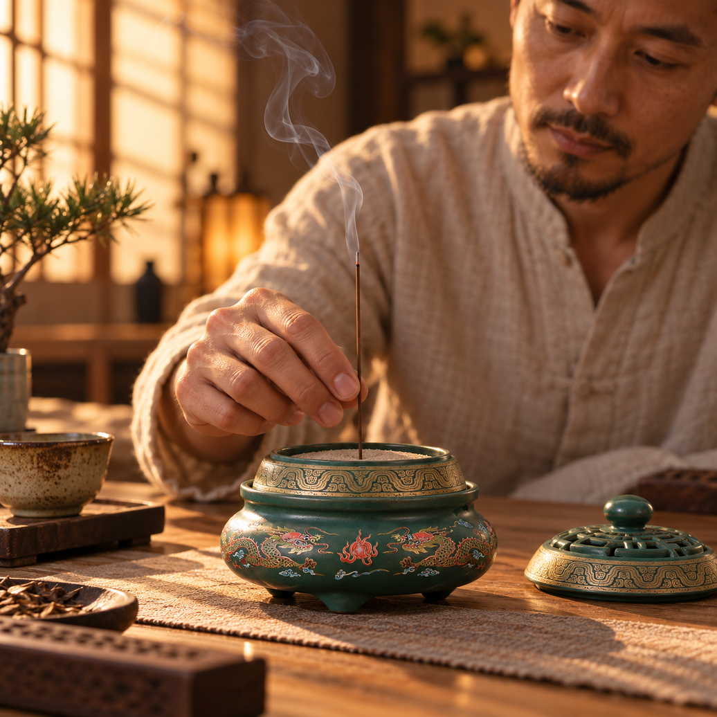 Cloisonné Ceramic Incense Burner