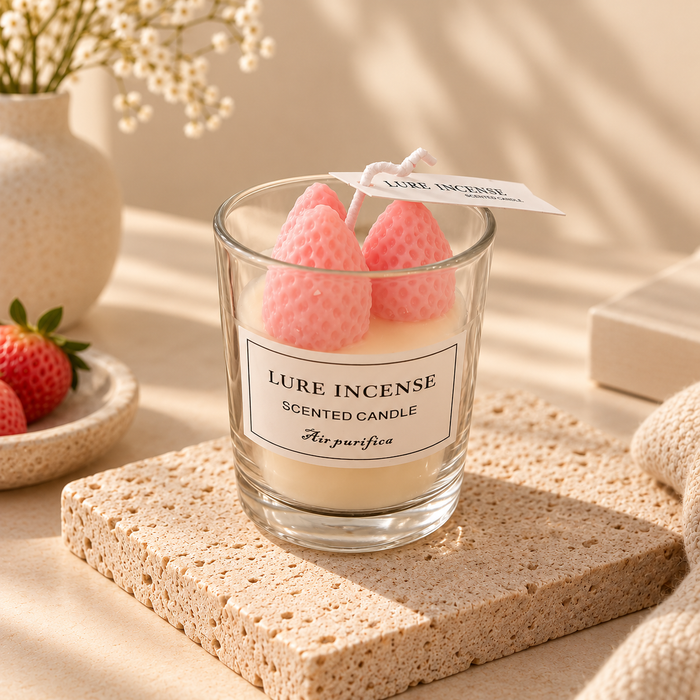 Strawberry Dessert Candle in Glass Cup