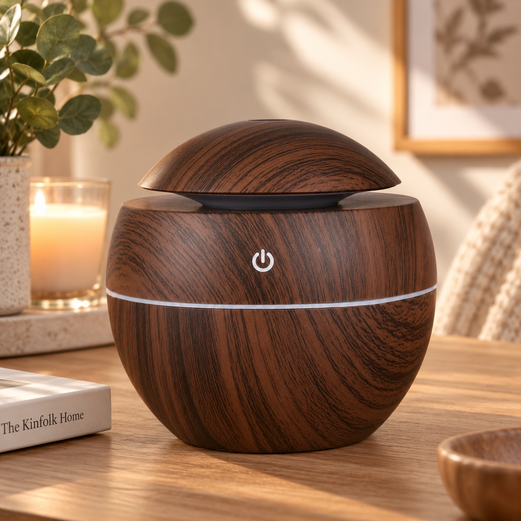 Mini Wood Grain Sphere Humidifier