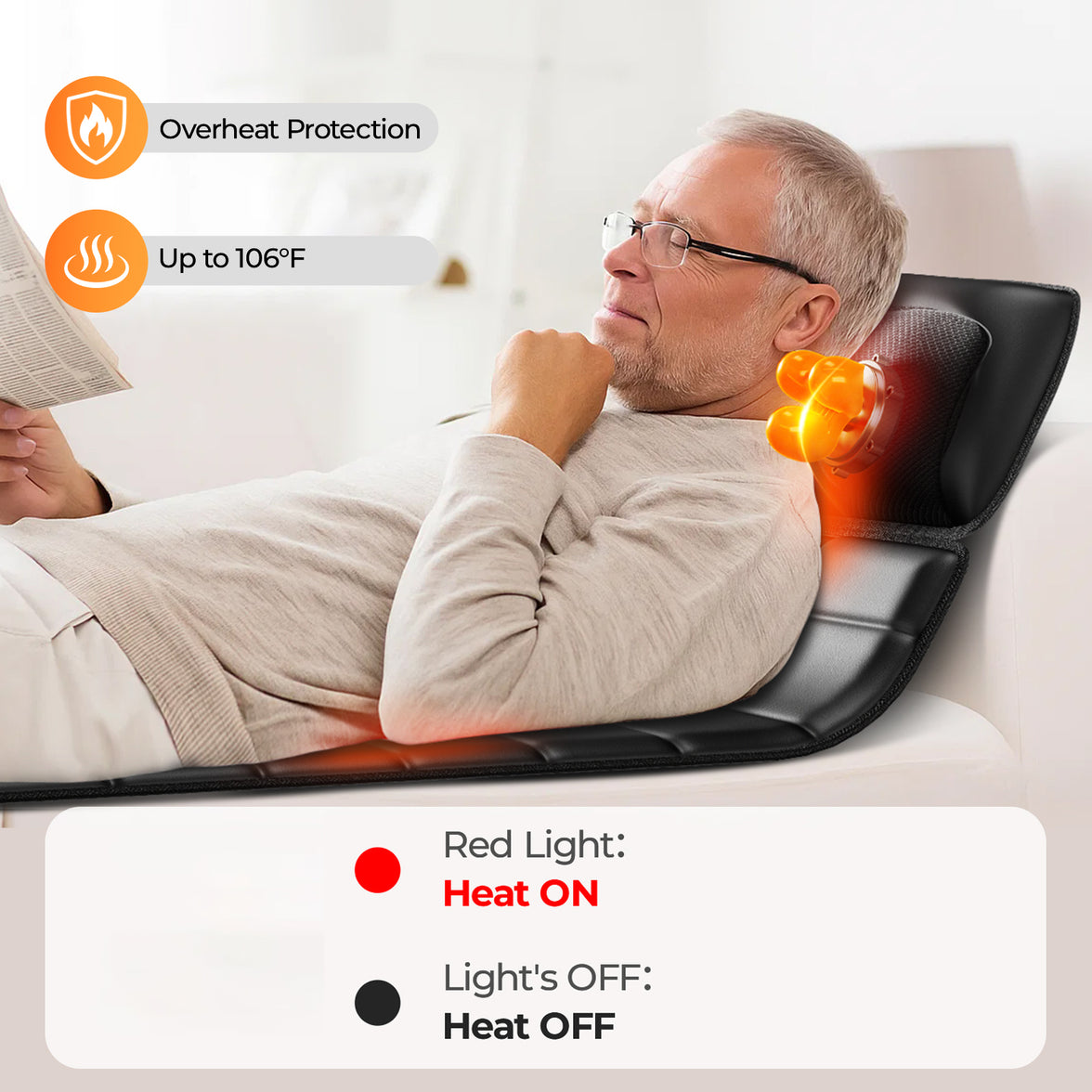Heated full-body massage mat with kneading pillow, view 4
