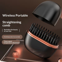 Cordless hair straightening comb, black