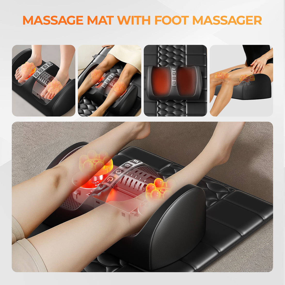 Heated full-body massage mat with kneading pillow, view 9