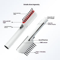 Red light scalp massage comb with applicator bottle
