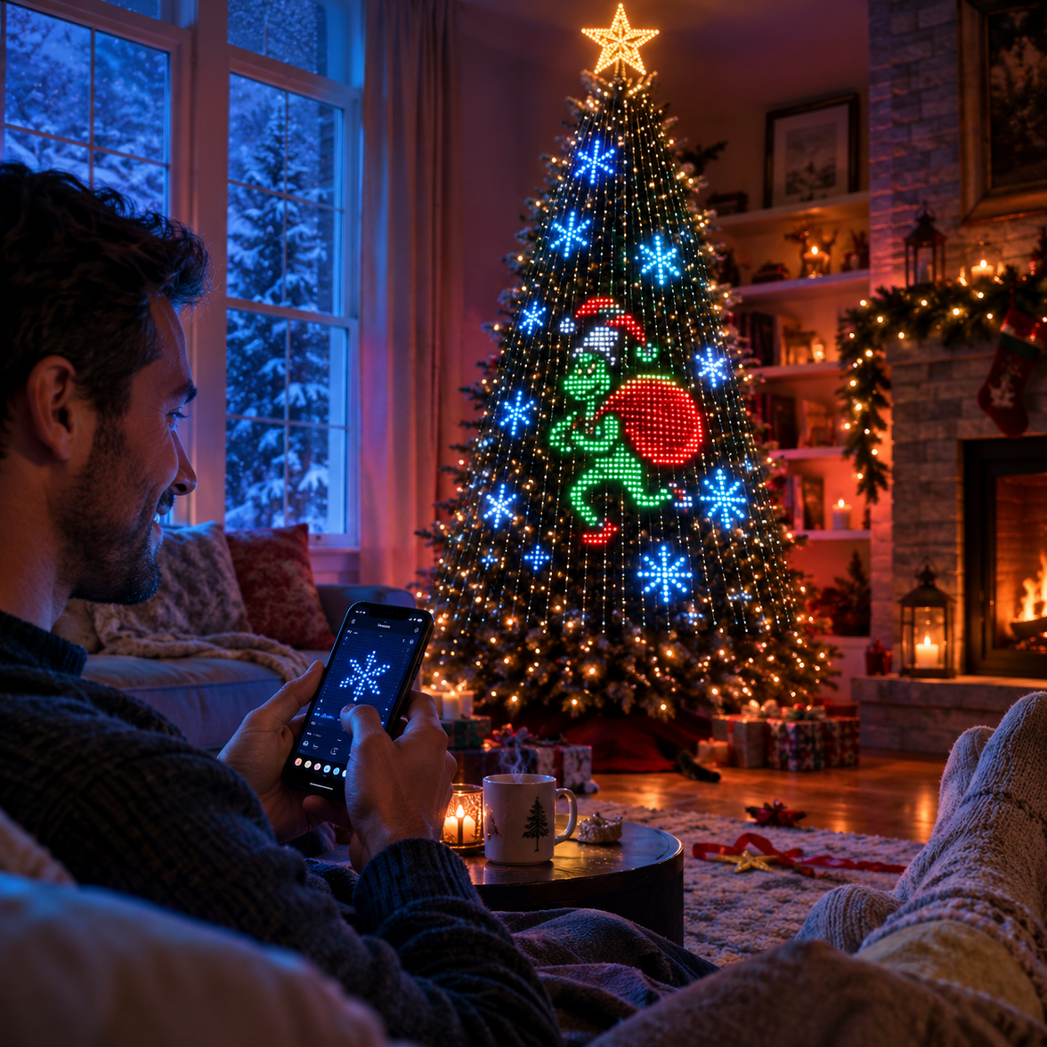 Smart App-Controlled Christmas Tree Pixel String Lights