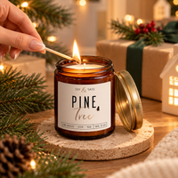 Pine Tree Candle in Amber Glass