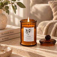 Amber Apothecary Candle with Glass Lid
