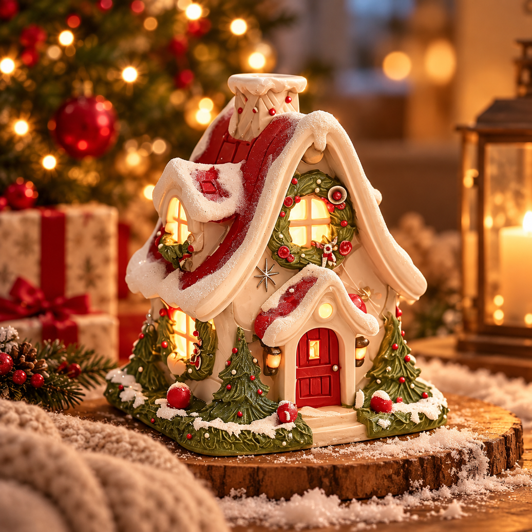 Glowing Snow House Backflow Incense Burner