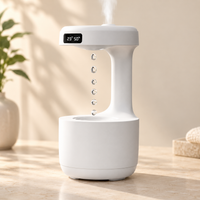 Anti-Gravity Humidifier with Rising Drops and Clock