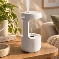 Anti-Gravity Humidifier with Rising Drops and Clock