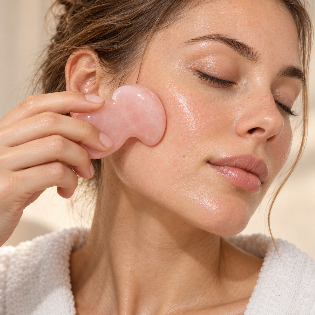 Natural Rose Quartz Gua Sha Massage Tool
