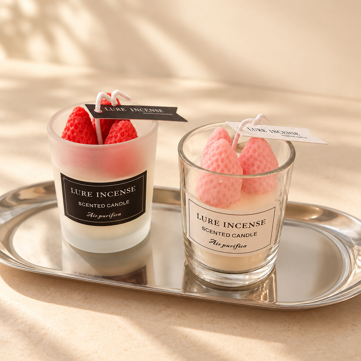 Strawberry Dessert Candle in Glass Cup