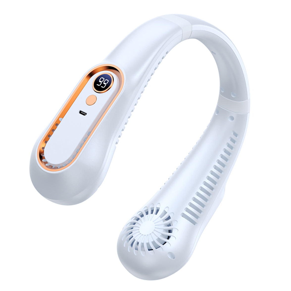 Hands-free rechargeable neck fan with battery display