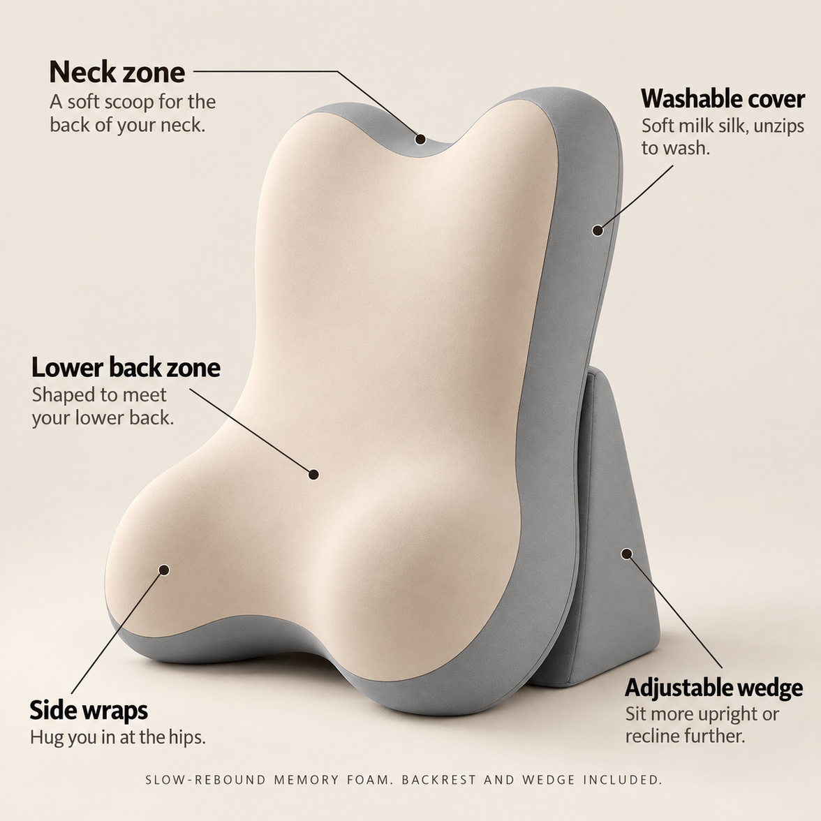Adjustable Memory Foam Backrest Pillow